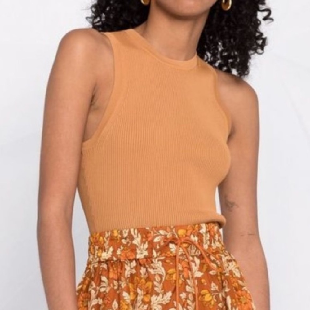 Zimmermann Knit Race Top Tan Brown